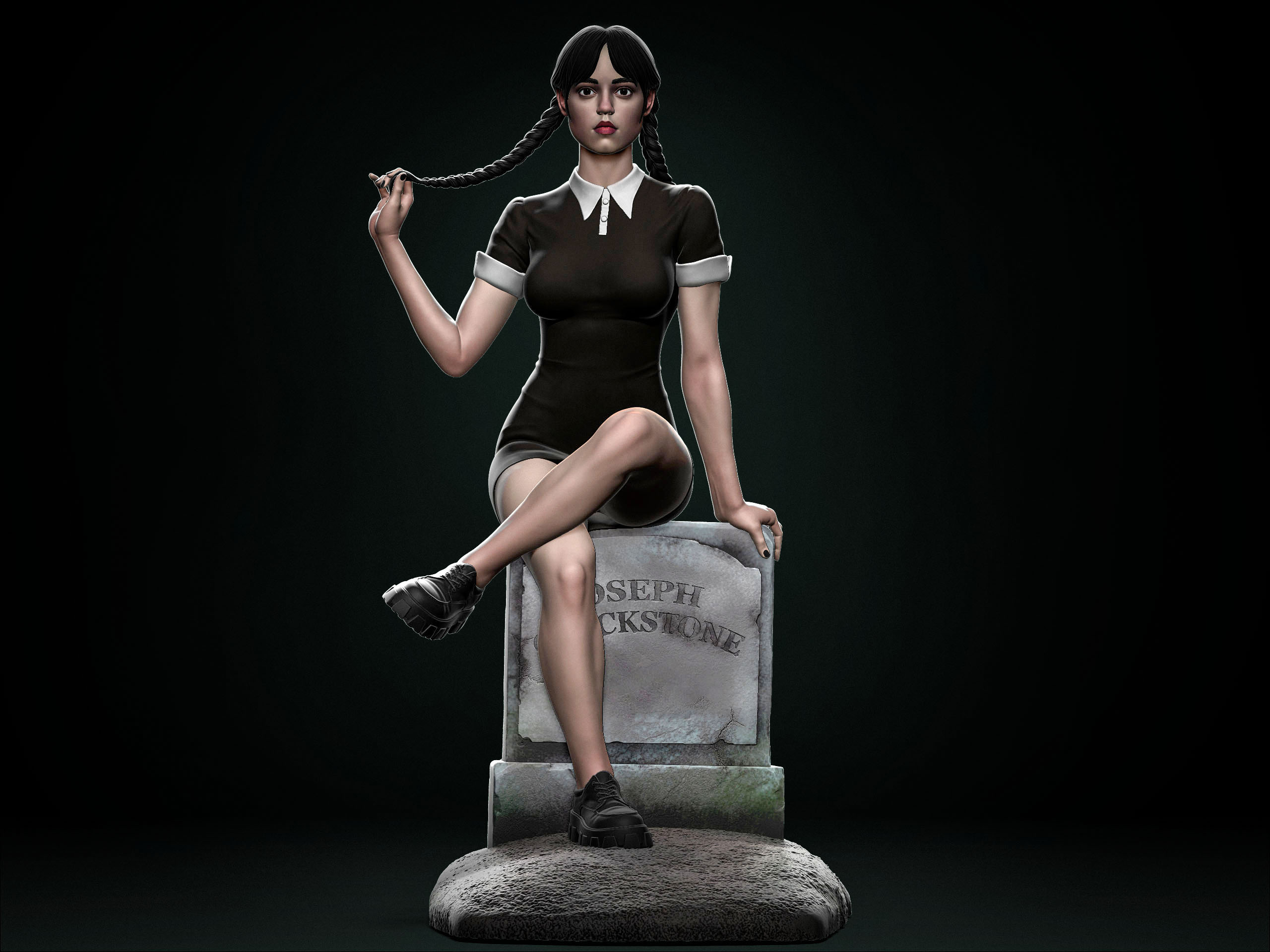 🕸️ فیگور وندزدی آدامز (Wednesday Addams) | The Addams Family | ارتفاع 15 سانتی‌متر | +PLA