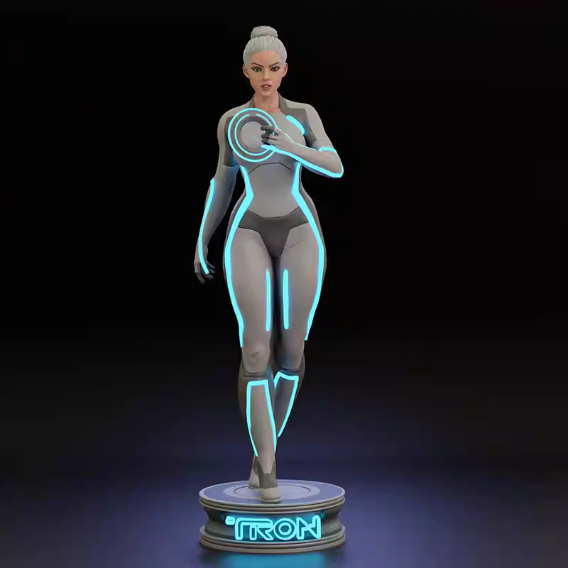⚡ فیگور ترون زن | ارتفاع ۳۳ سانتی‌متر | جنس PLA+