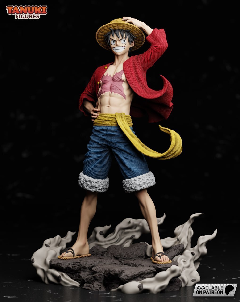 ☠️ فیگور لوفی (Luffy) – ارتفاع ۳۲ سانتی‌متر | جنس PLA+ | کاپیتان افسانه‌ای دزدان دریایی کلاه‌حصیری