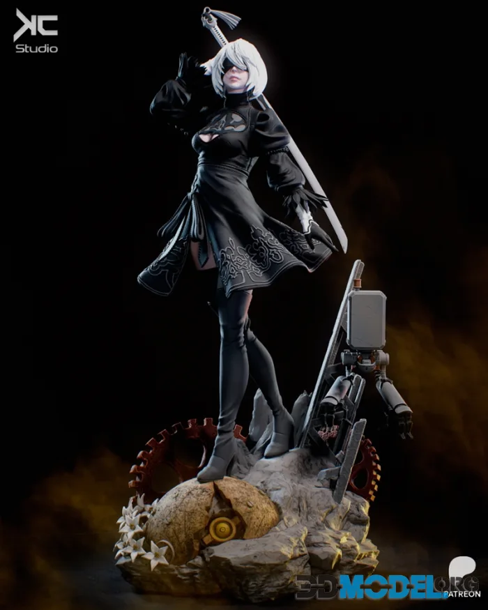 🔥 فیگور 2B (Nier: Automata) | جنس PLA+ | ارتفاع ۴۰ سانتی‌متر