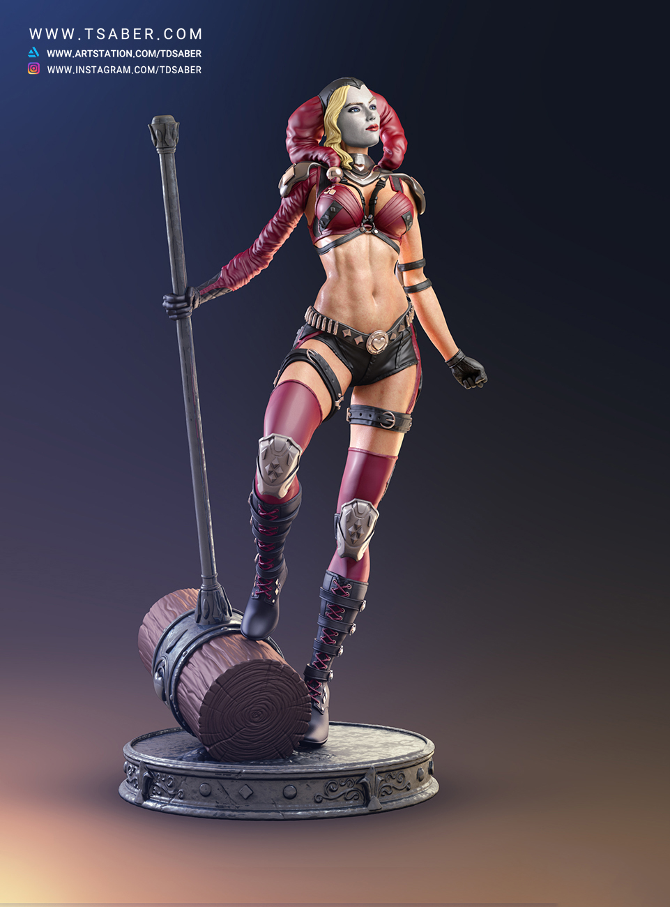 🃏 فیگور دست‌ساز Harley Quinn | جنس PLA+ | ارتفاع ۴۵ سانتی‌متر
