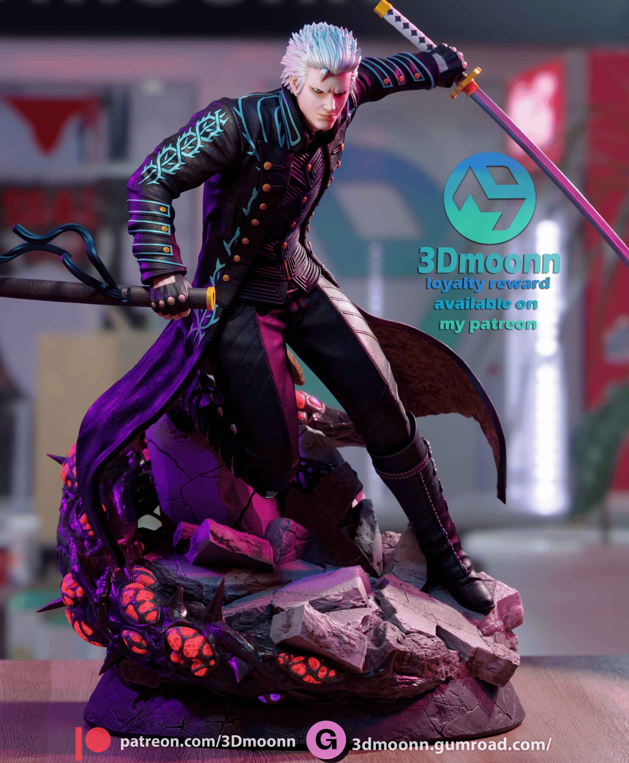🔥 فیگور Vergil (Devil May Cry) | جنس PLA+ | ارتفاع ۳۰ سانتی‌متر