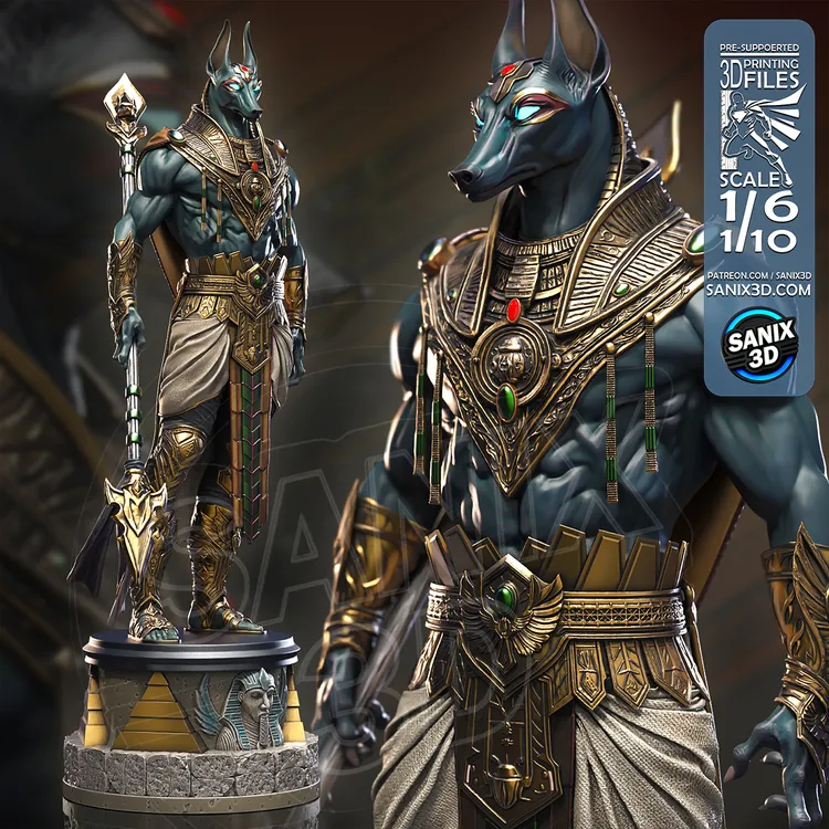 🐺⚖️ فیگور آنوبیس (Anubis) | ارتفاع ۴۵ سانتی‌متر | جنس PLA+
