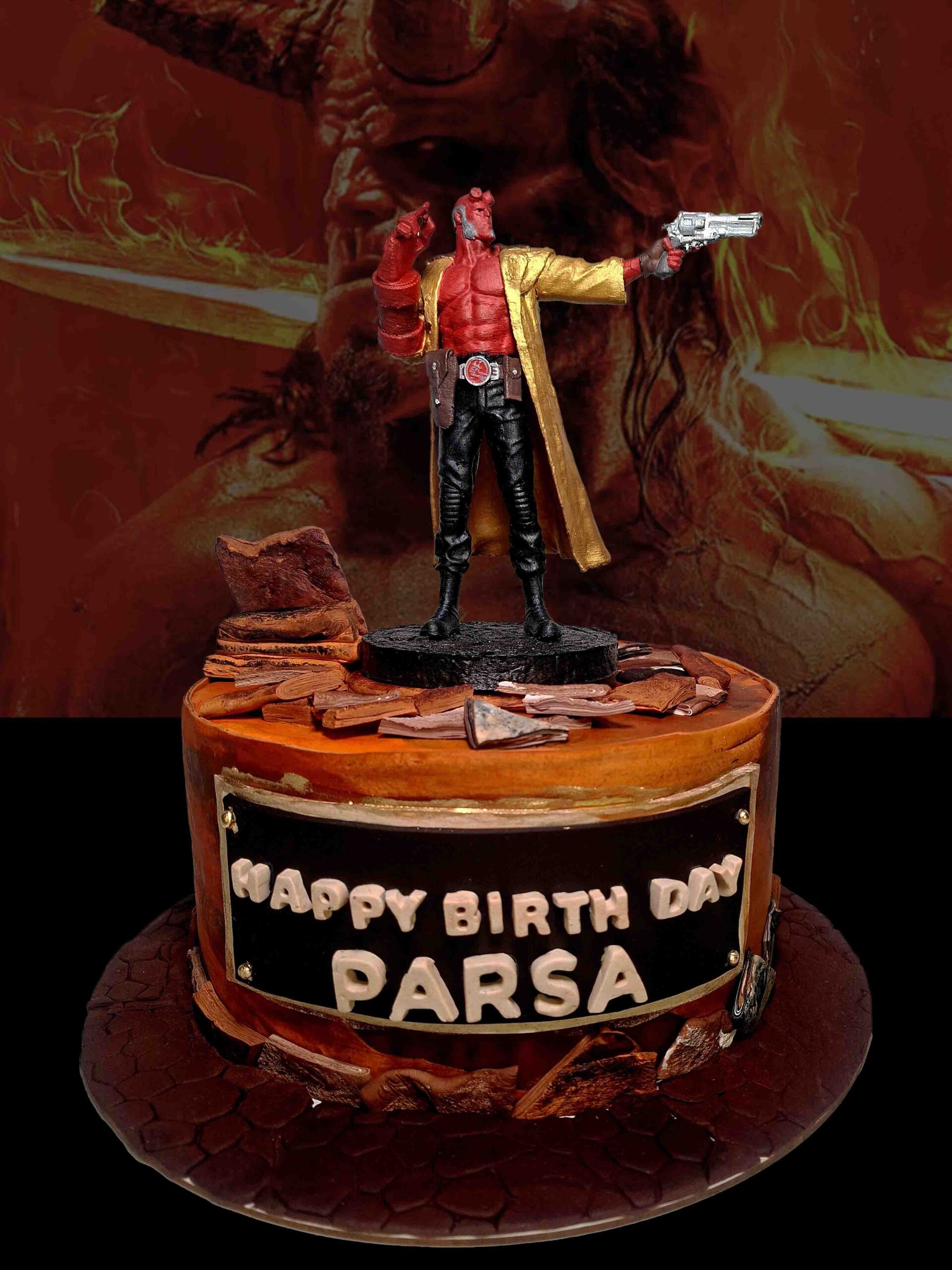 🎂🔥 کیک فیگور یوهولند طرح هل‌بوی | Hellboy...