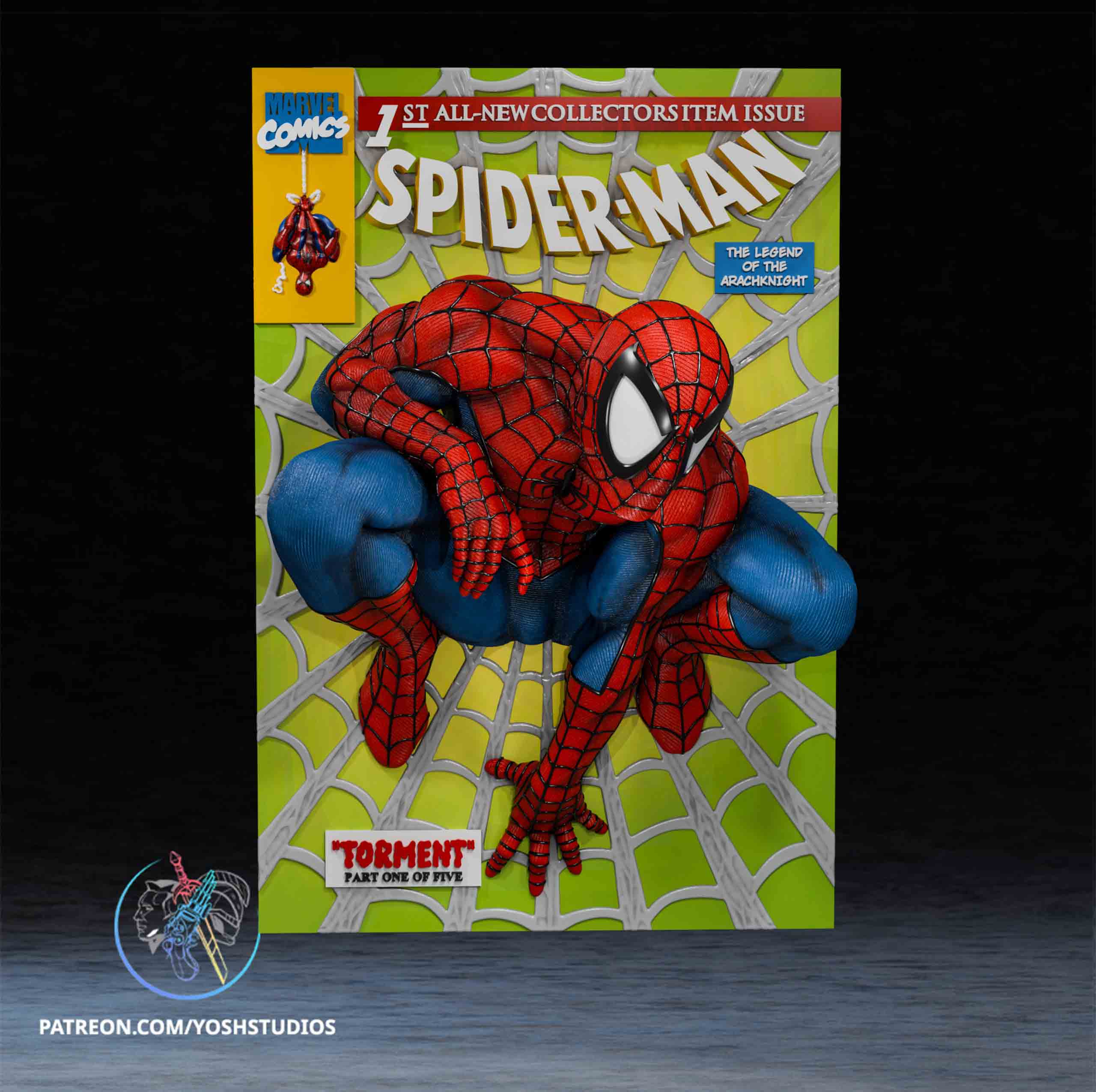 🕷️🔥 تابلو فیگور سه‌بعدی اسپایدرمن (Spider-Man 3D Poster) | 30×20 سانتی‌متر | PLA