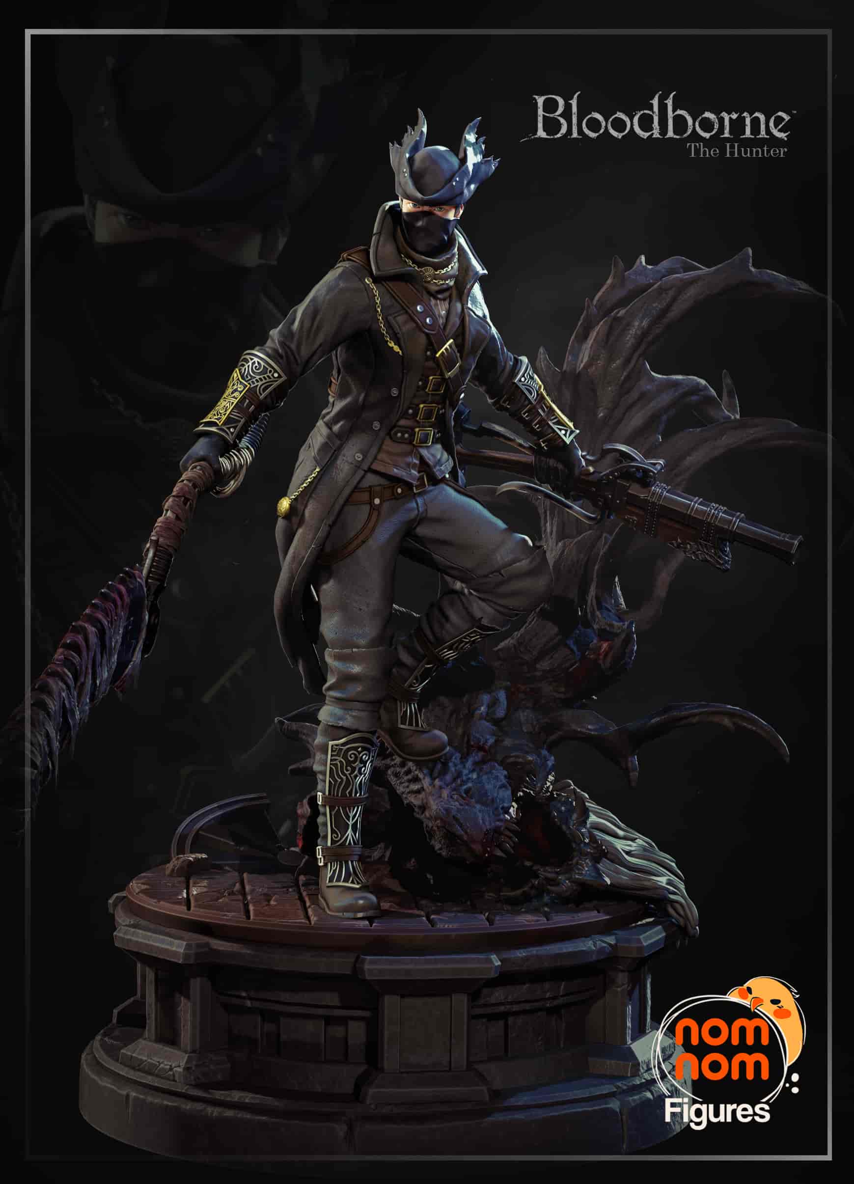 🕵️‍♂️🩸 فیگور شکارچی بلادبورن (The Hunter – Bloodborne) | ارتفاع 35 سانتی‌متر | جنس PLA+