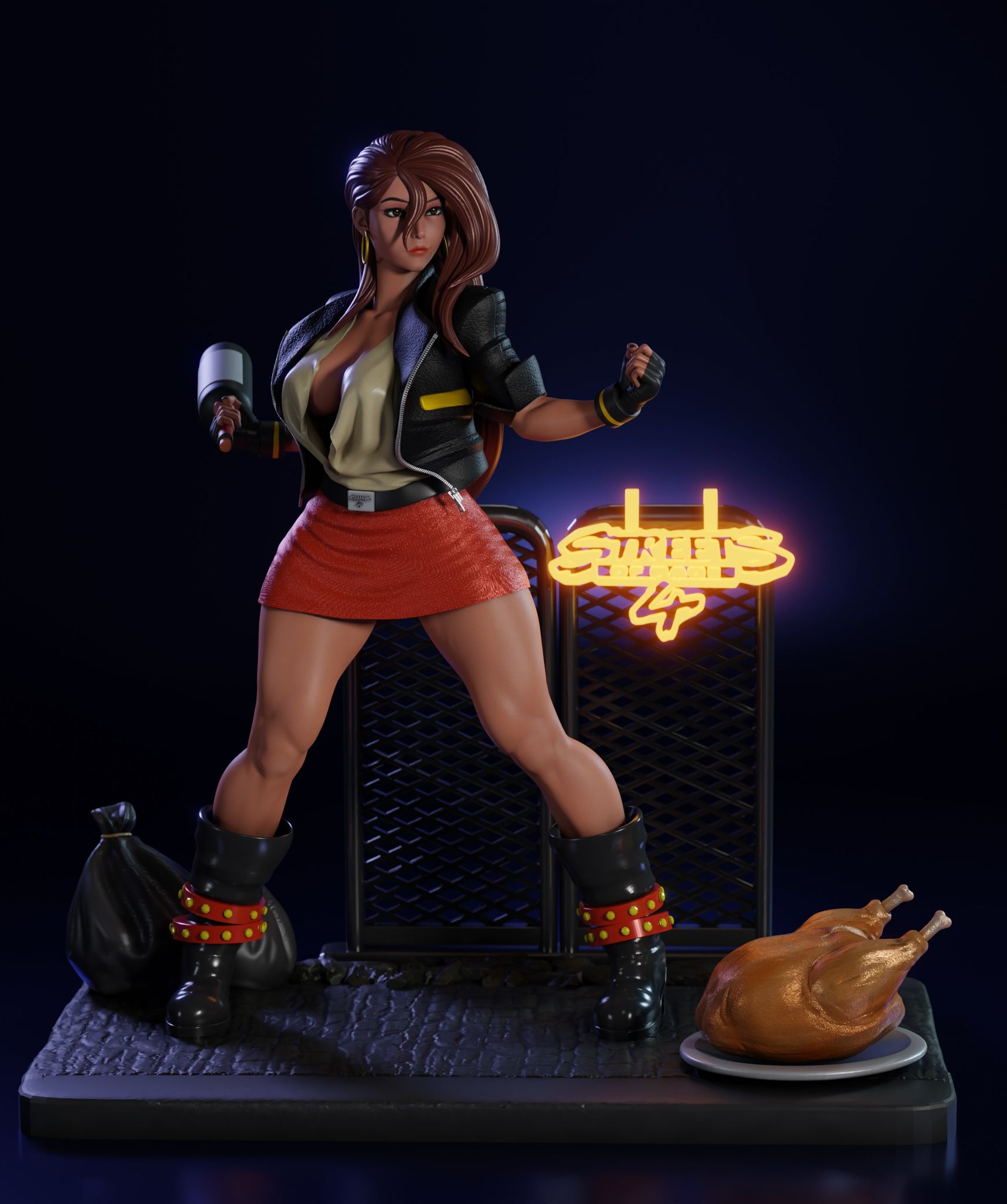 🔥 فیگور بلیز شورش در شهر Blaze Fielding از Streets of Rage 4 | ارتفاع 40 سانتی‌متر | جنس PLA+