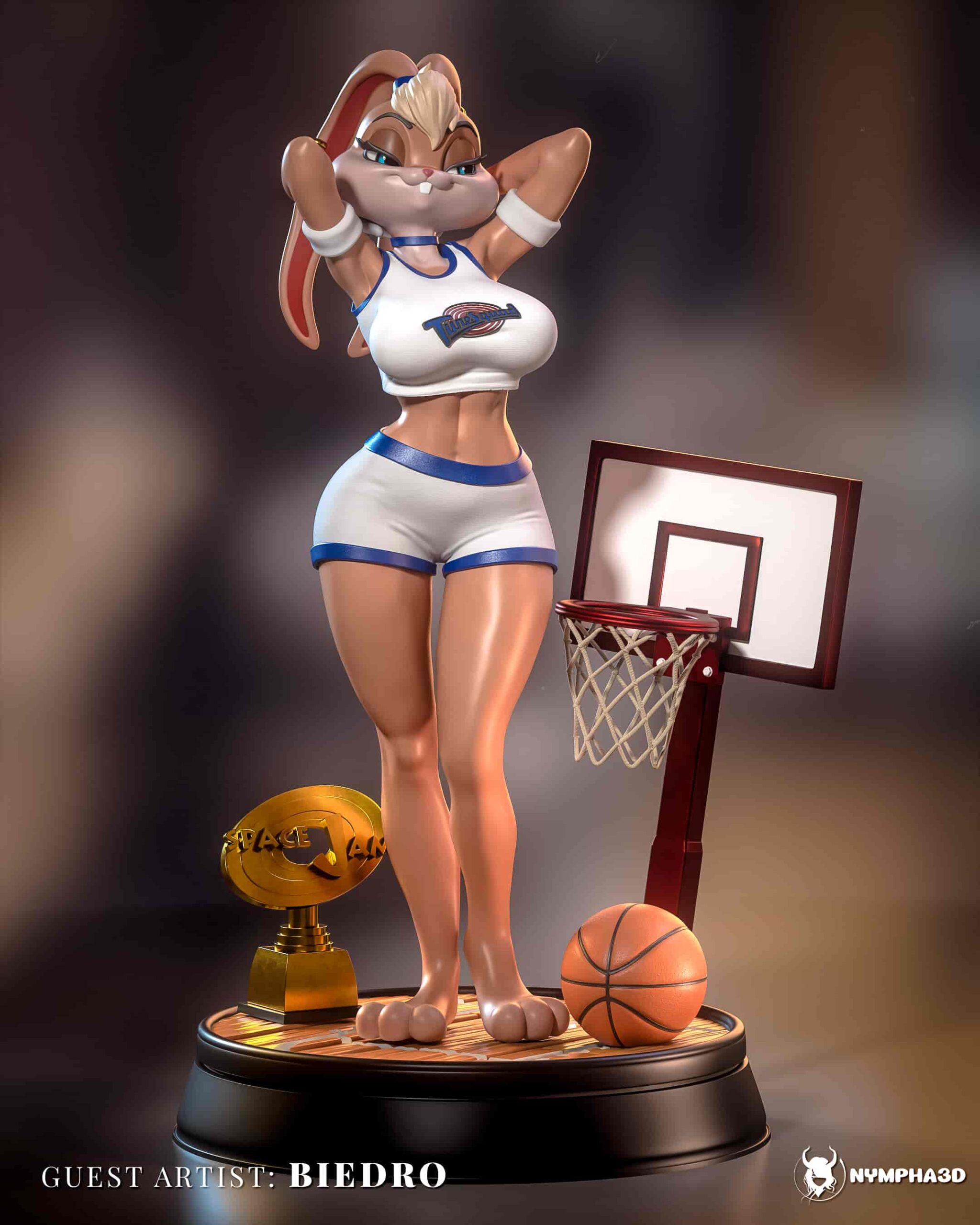 🐰🏀 فیگور لولا بانی (Lola Bunny) از فضای jam اسپیس جام | اثر هنری استودیو Nympha3D با طراحی Biedro