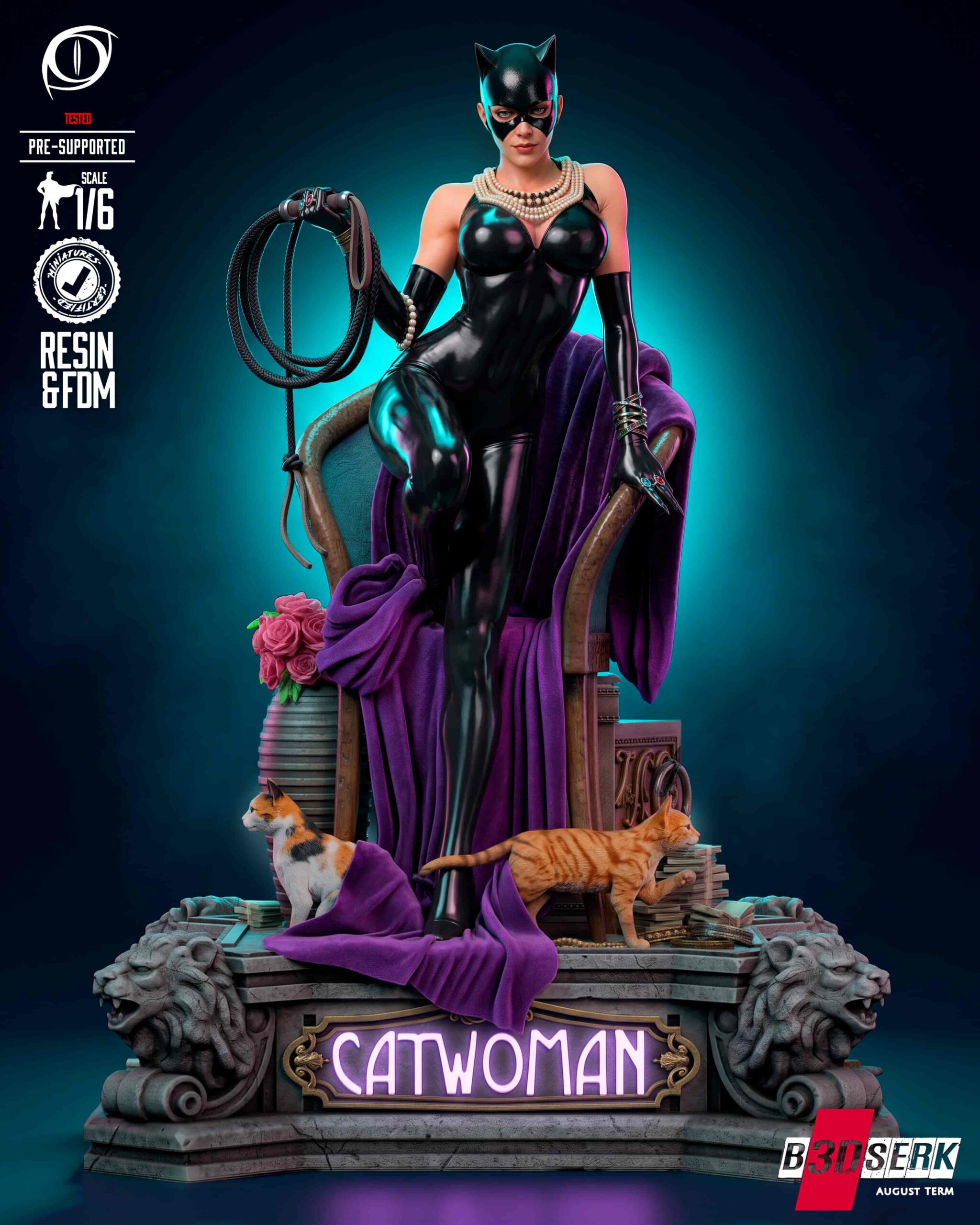 🐾 فیگور دیوراما کت وومن (Catwoman – DC Comics) ارتفاع ۴۰ سانتی‌متر | جنس PLA+