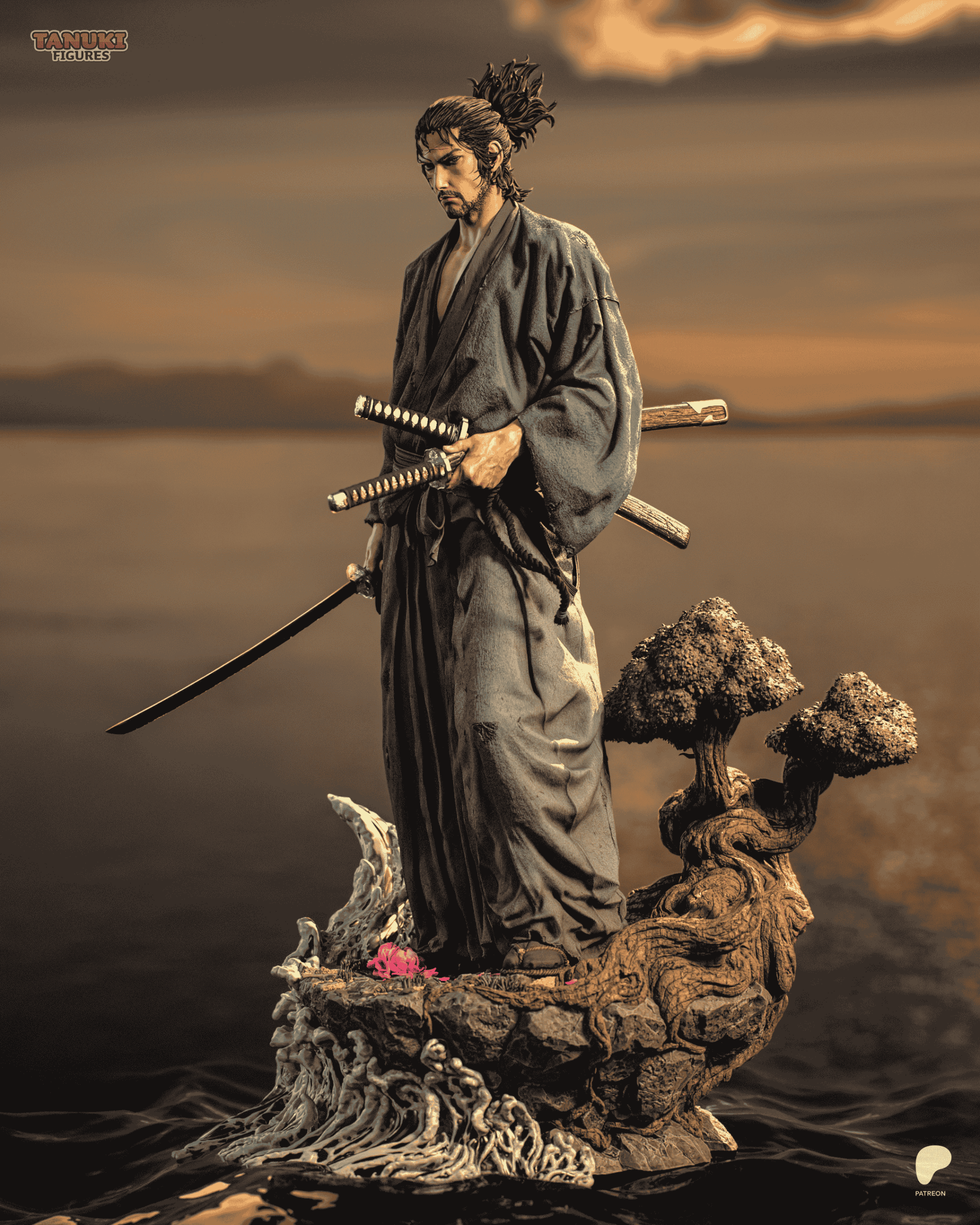 فیگور سامورایی موساشی (Musashi Miyamoto) – ۴۰ سانتی‌متر | جنس PLA+