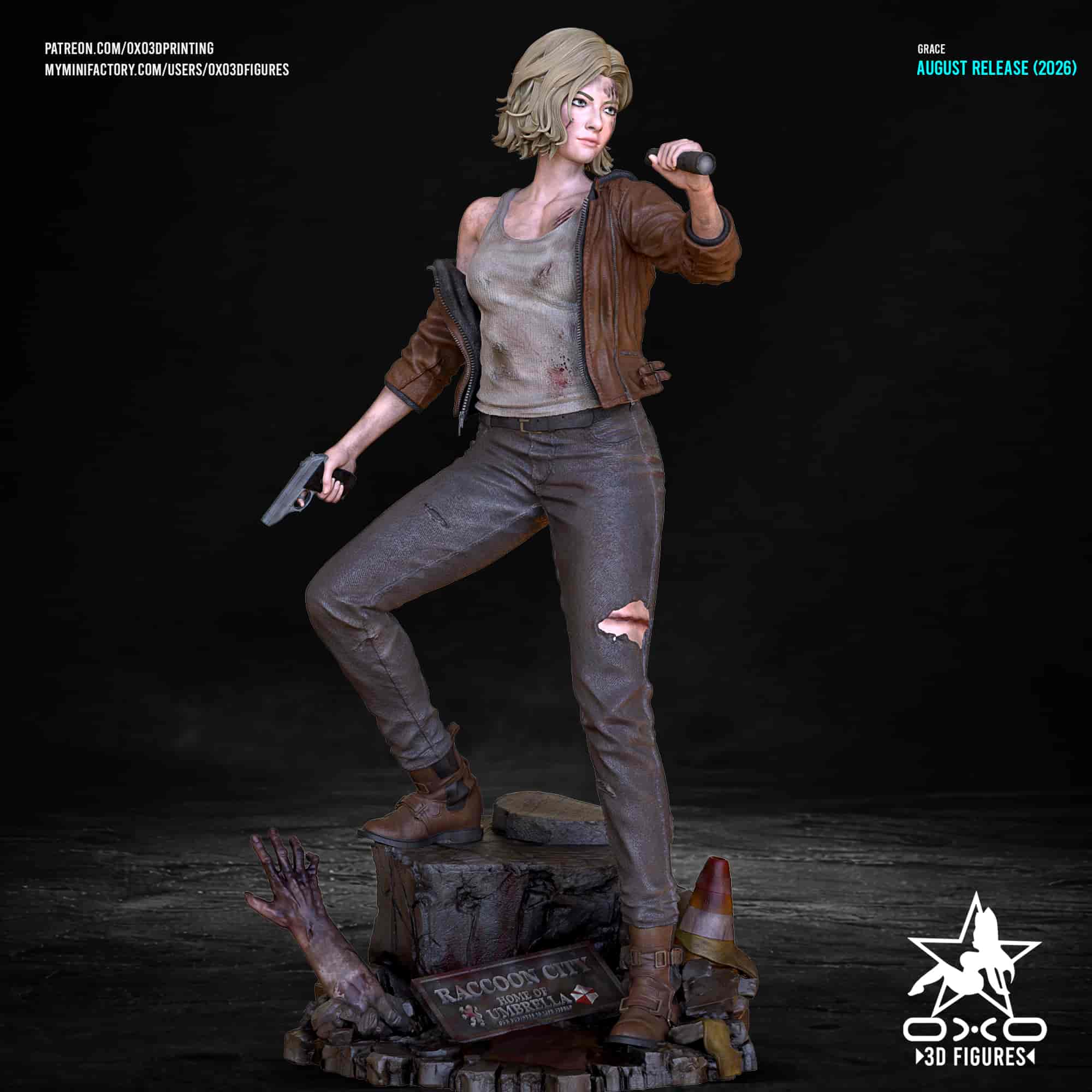 🧟‍♀️ فیگور دیوراما گریس اشکرافت راکون سیتی (Grace Ashcroft – Resident Evil) ارتفاع ۴۰ سانتی‌متر | جنس PLA+