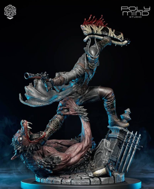🩸🎩 فیگور شکارچی بلادبورن (The Hunter – Bloodborne) ارتفاع ۴۵ سانتی‌متر | جنس PLA+
