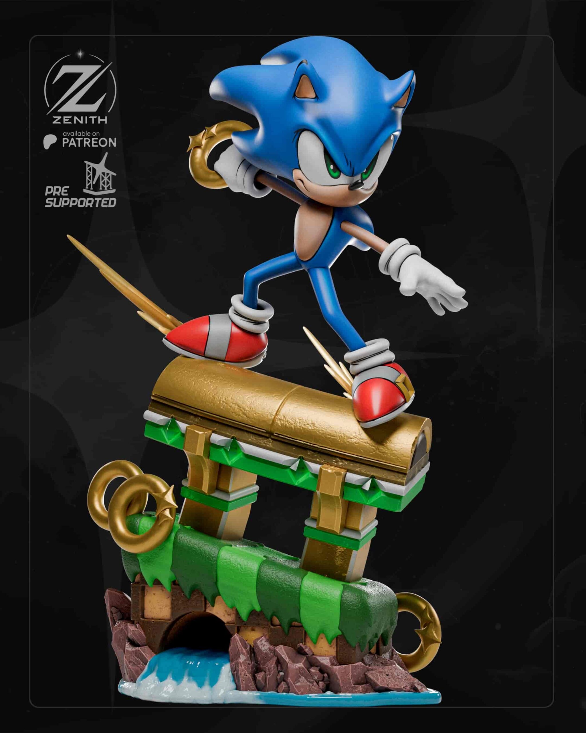 🦔🌀 فیگور سونیک خارپشت Sonic the Hedgehog ارتفاع 30 سانتی‌متر | جنس PLA+
