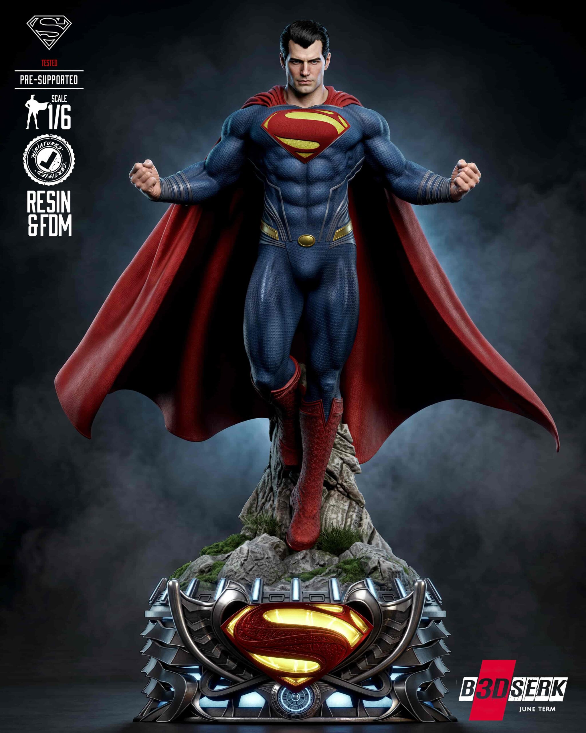 🦸‍♂️💥 فیگور سوپرمن Superman اثر استودیو B3DSERK مقیاس 1/6 ارتفاع 40 سانتی‌متر | جنس PLA+