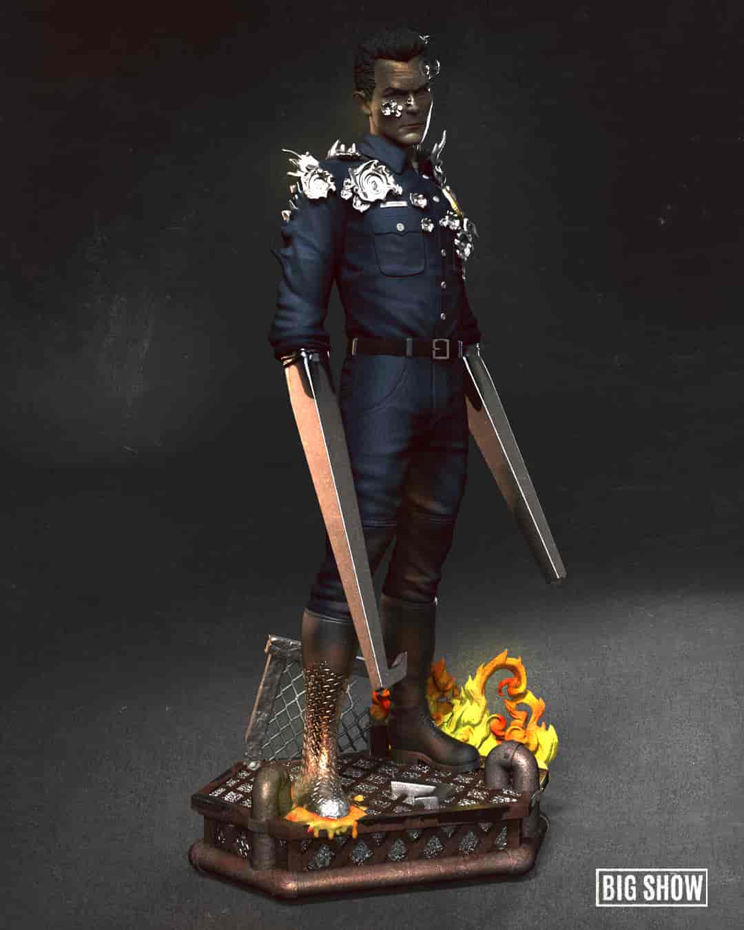 🤖⚔️ فیگور ترمیناتور T-1000 فلز مایع (Terminator 2: Judgment Day) ارتفاع 40 سانتی‌متر | جنس PLA+