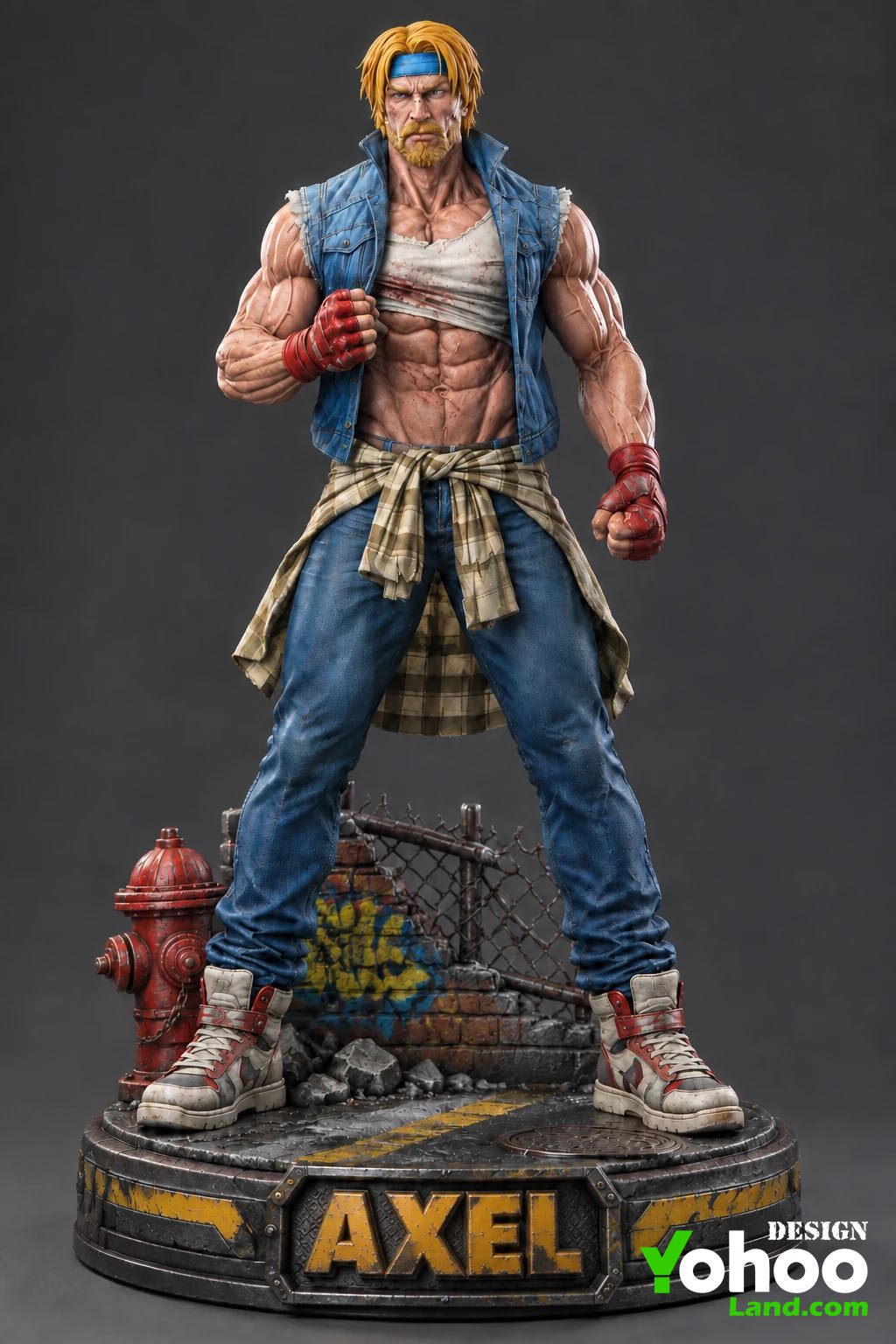 🥊🔥 فیگور اکسل استون Axel Stone شورش در شهر Streets of Rage 4 ارتفاع 40 سانتی‌متر | جنس PLA+