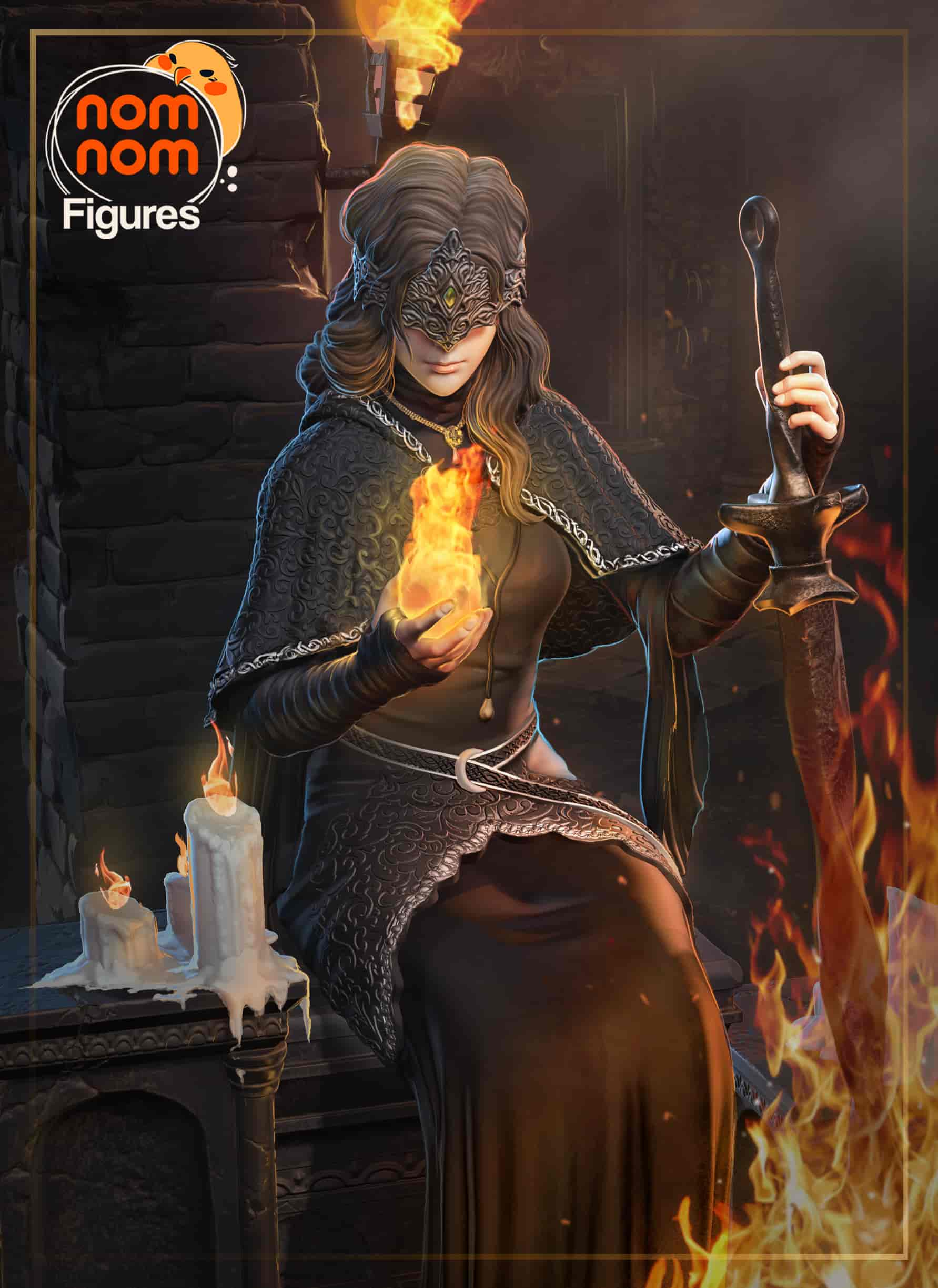 🔥🕯️ فیگور فایر کیپر دارک سولز Firekeeper (استودیو NomNom Figures) ارتفاع 30 سانتی‌متر | جنس PLA+