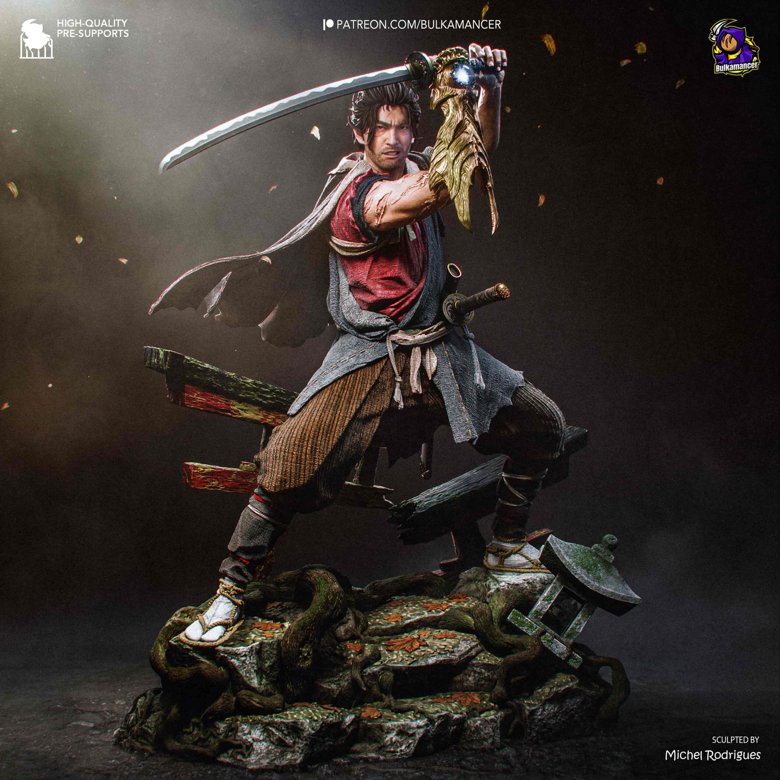 ⚔️👹 فیگور میاموتو موساشی Miyamoto Musashi اونیموشا ارتفاع 40 سانتی‌متر | جنس PLA+