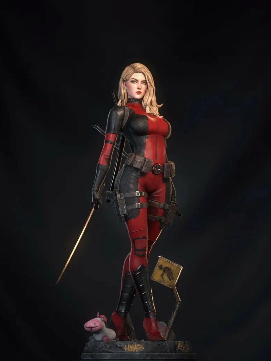 🔥💥 فیگور لیدی ددپول (Lady Deadpool / Wanda Wilson) مارول | ارتفاع 40 سانتی‌متر | جنس PLA+