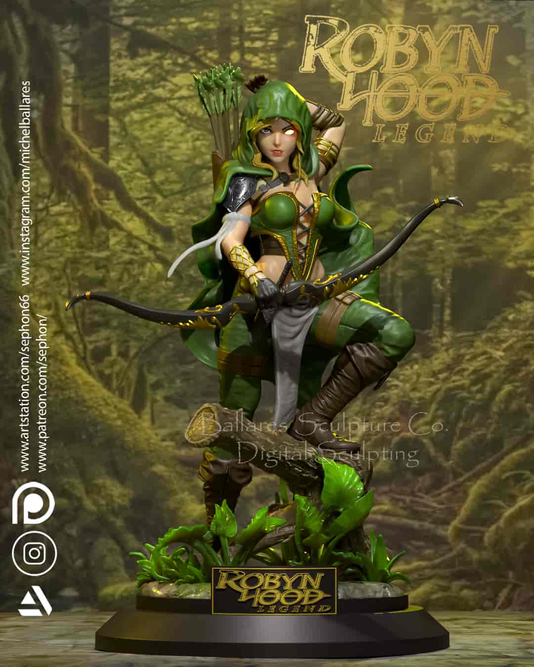 🏹 فیگور رابین هود زن Robyn Hood ارتفاع 40 سانتی‌متر | جنس PLA+
